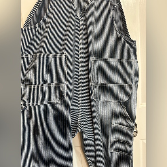 Vintage 80s Key Imperial Stripes Farmer Bib overalls 34x30 - Picture 3 of 6
